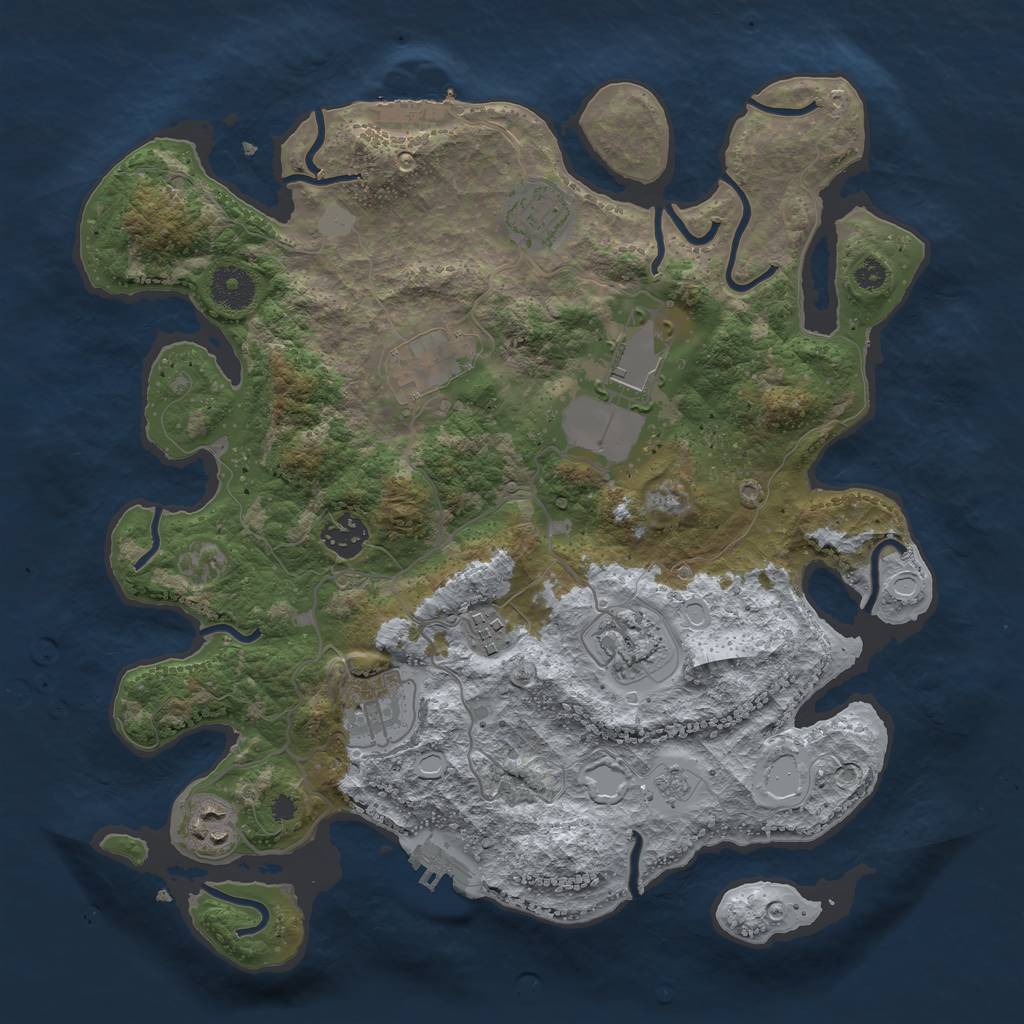 Rust Map: Procedural Map, Size: 3500, Seed: 32479822, 16 Monuments