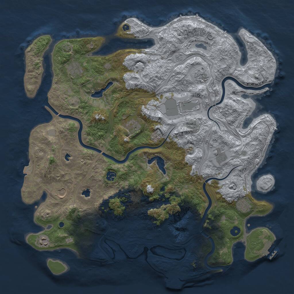 Rust Map: Procedural Map, Size: 4500, Seed: 1535066, 16 Monuments