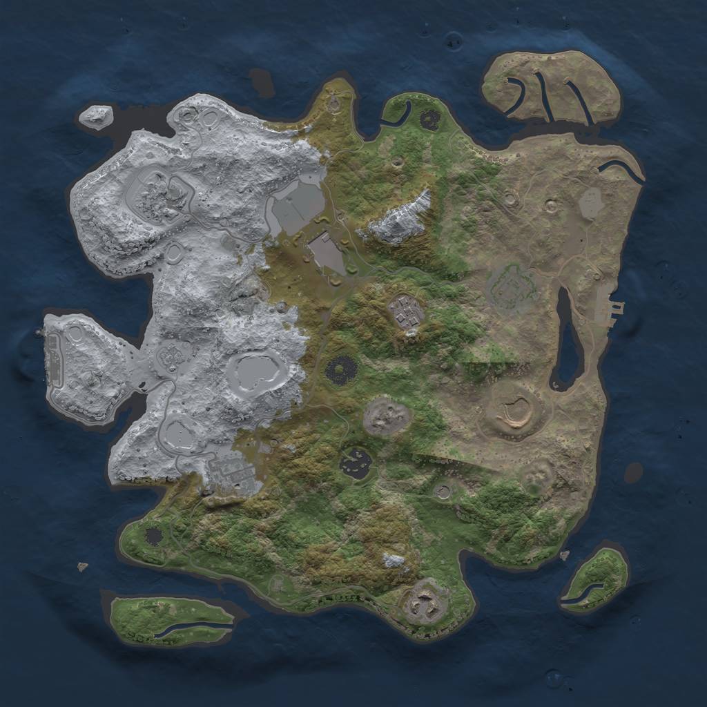 Rust Map: Procedural Map, Size: 3500, Seed: 535694407, 17 Monuments