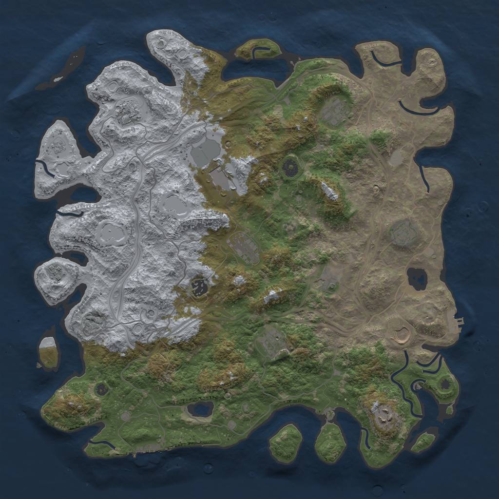 Rust Map: Procedural Map, Size: 4500, Seed: 1393741618, 20 Monuments