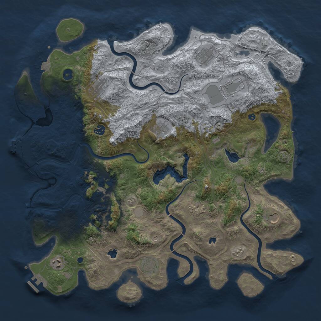 Rust Map: Procedural Map, Size: 4500, Seed: 74332, 17 Monuments