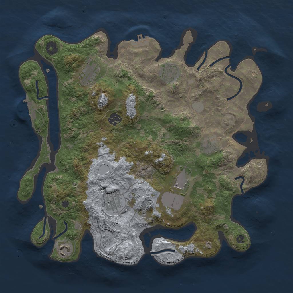 Rust Map: Procedural Map, Size: 3500, Seed: 1460247, 16 Monuments