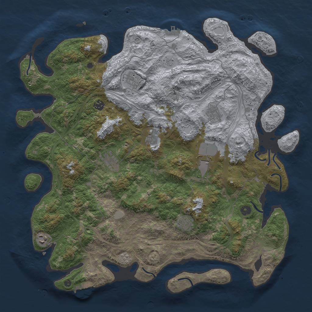 Rust Map: Procedural Map, Size: 4500, Seed: 45712, 18 Monuments