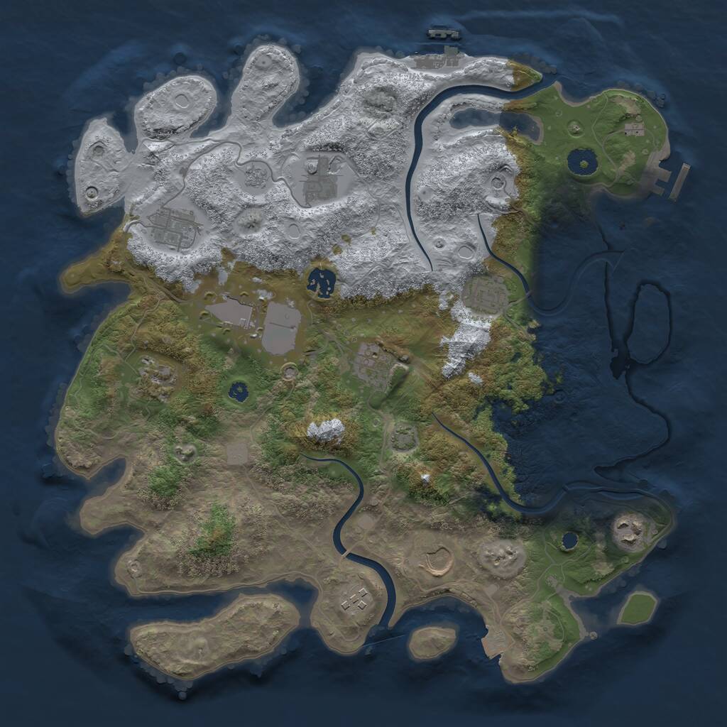 Rust Map: Procedural Map, Size: 3750, Seed: 948177372, 16 Monuments