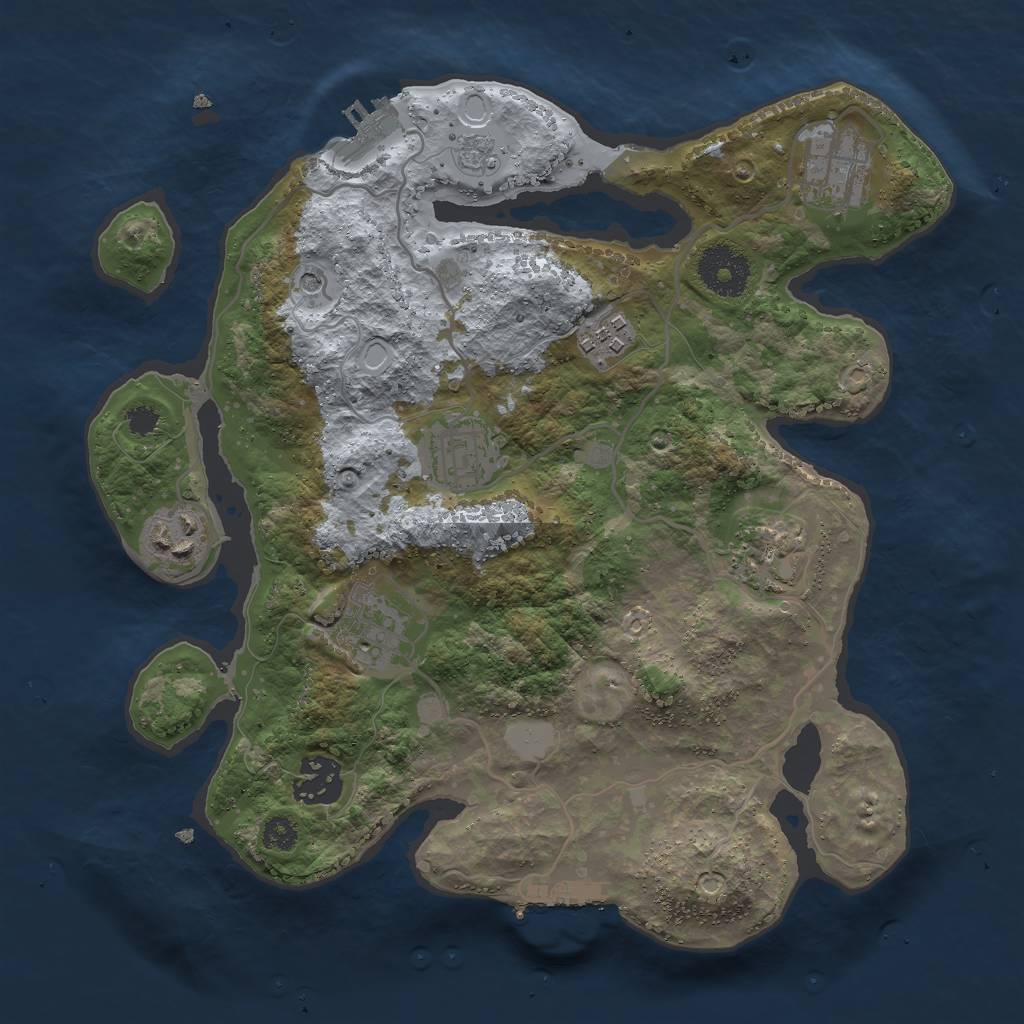 Rust Map: Procedural Map, Size: 3000, Seed: 77043150, 16 Monuments