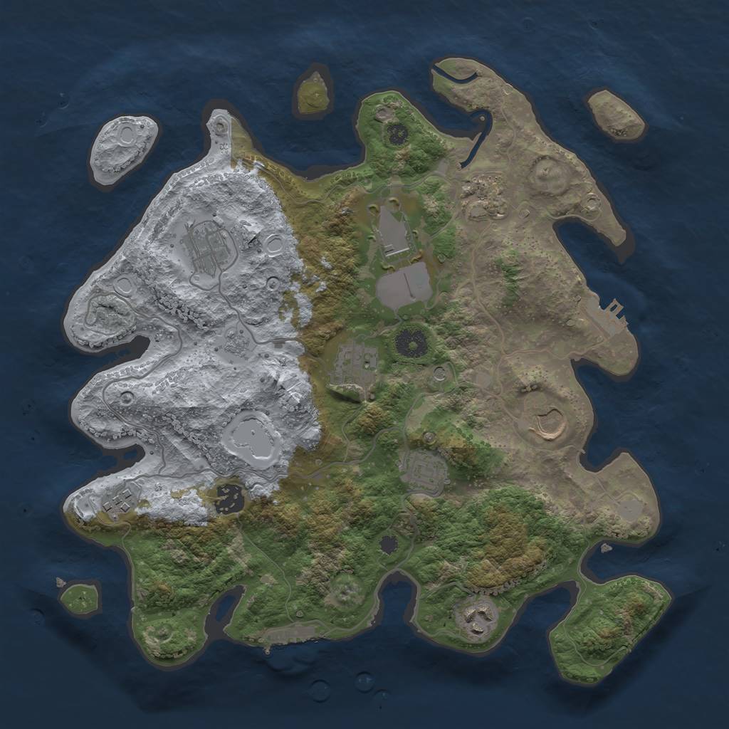 Rust Map: Procedural Map, Size: 3500, Seed: 629017, 18 Monuments