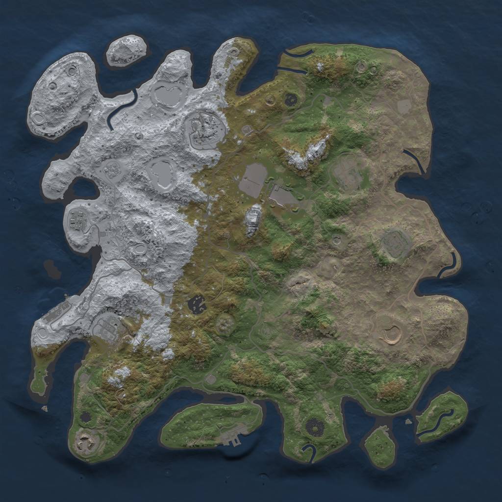 Rust Map: Procedural Map, Size: 4000, Seed: 1043350532, 18 Monuments