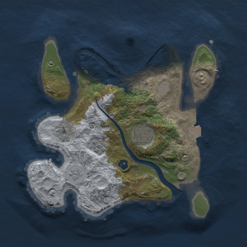 Rust Map: Procedural Map, Size: 2500, Seed: 50502, 5 Monuments