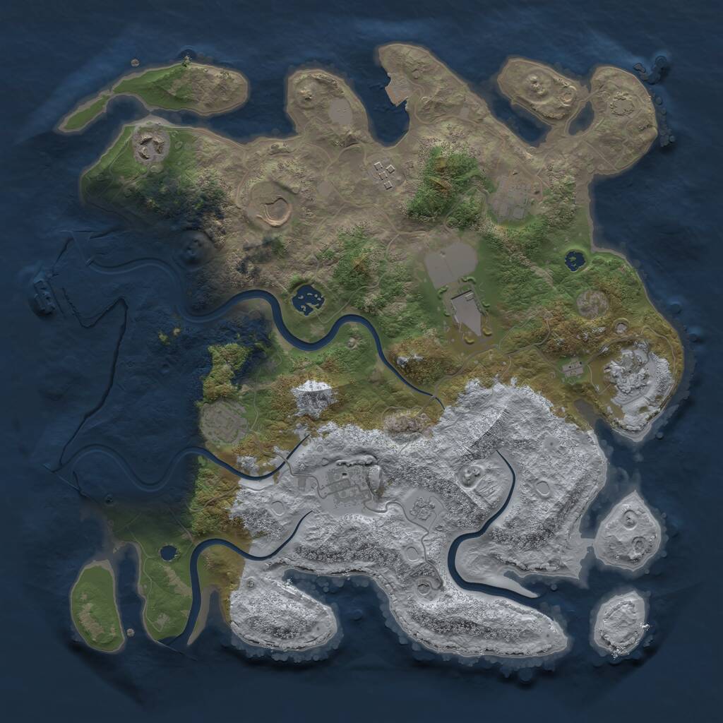 Rust Map: Procedural Map, Size: 3750, Seed: 668803331, 14 Monuments