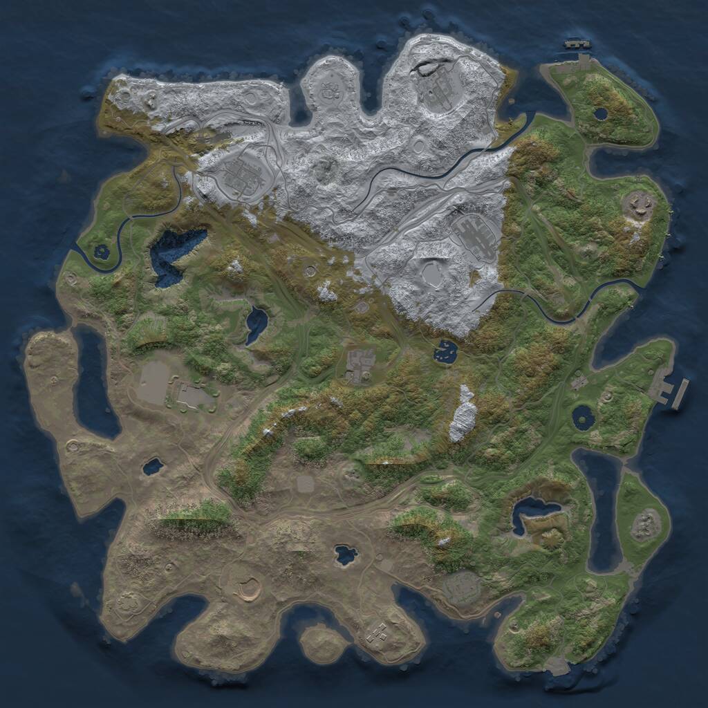 Rust Map: Procedural Map, Size: 4500, Seed: 1453089161, 16 Monuments