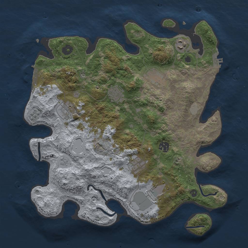 Rust Map: Procedural Map, Size: 3500, Seed: 21508669, 17 Monuments
