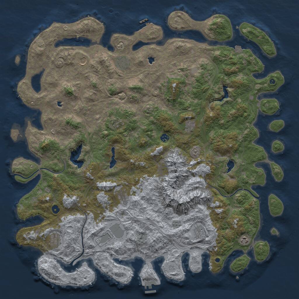 Rust Map: Procedural Map, Size: 5500, Seed: 1025860308, 17 Monuments