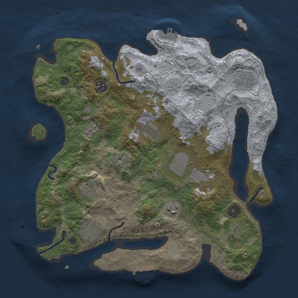 Rust Map: Procedural Map, Size: 3500, Seed: 81729504, 18 Monuments