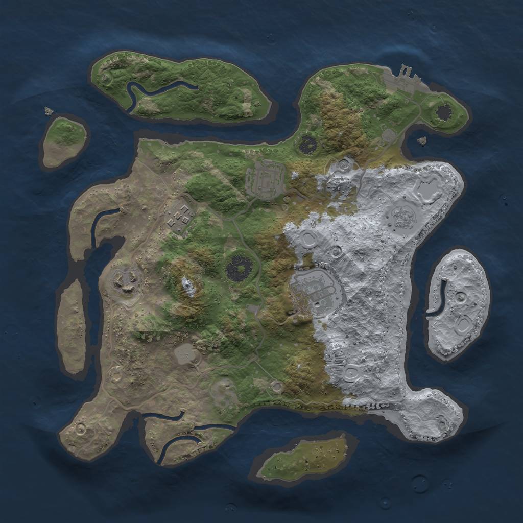 Rust Map: Procedural Map, Size: 3000, Seed: 2449463, 12 Monuments