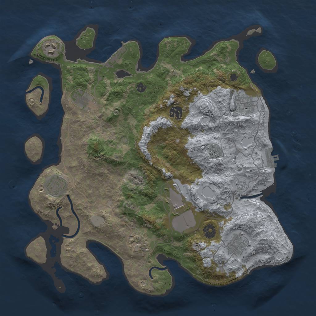 Rust Map: Procedural Map, Size: 3500, Seed: 7076050, 17 Monuments