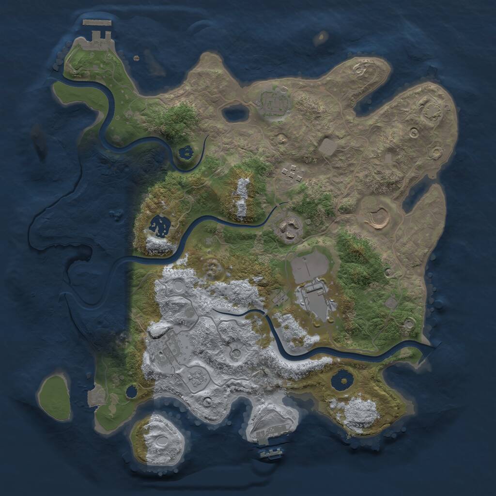Rust Map: Procedural Map, Size: 3500, Seed: 94812844, 13 Monuments