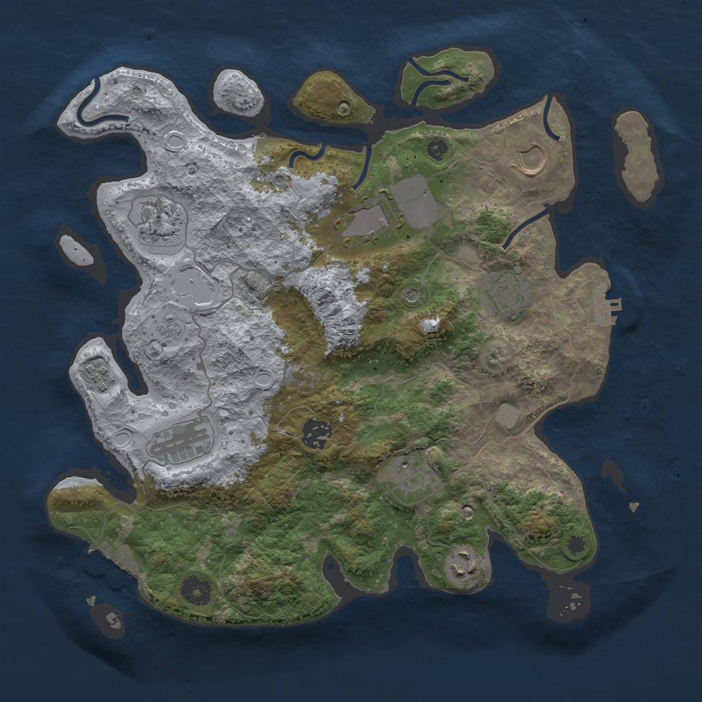 Rust Map: Procedural Map, Size: 3500, Seed: 34835201, 18 Monuments