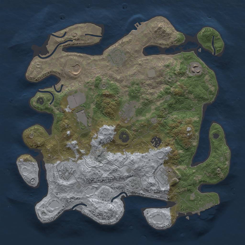 Rust Map: Procedural Map, Size: 3500, Seed: 265461254, 18 Monuments