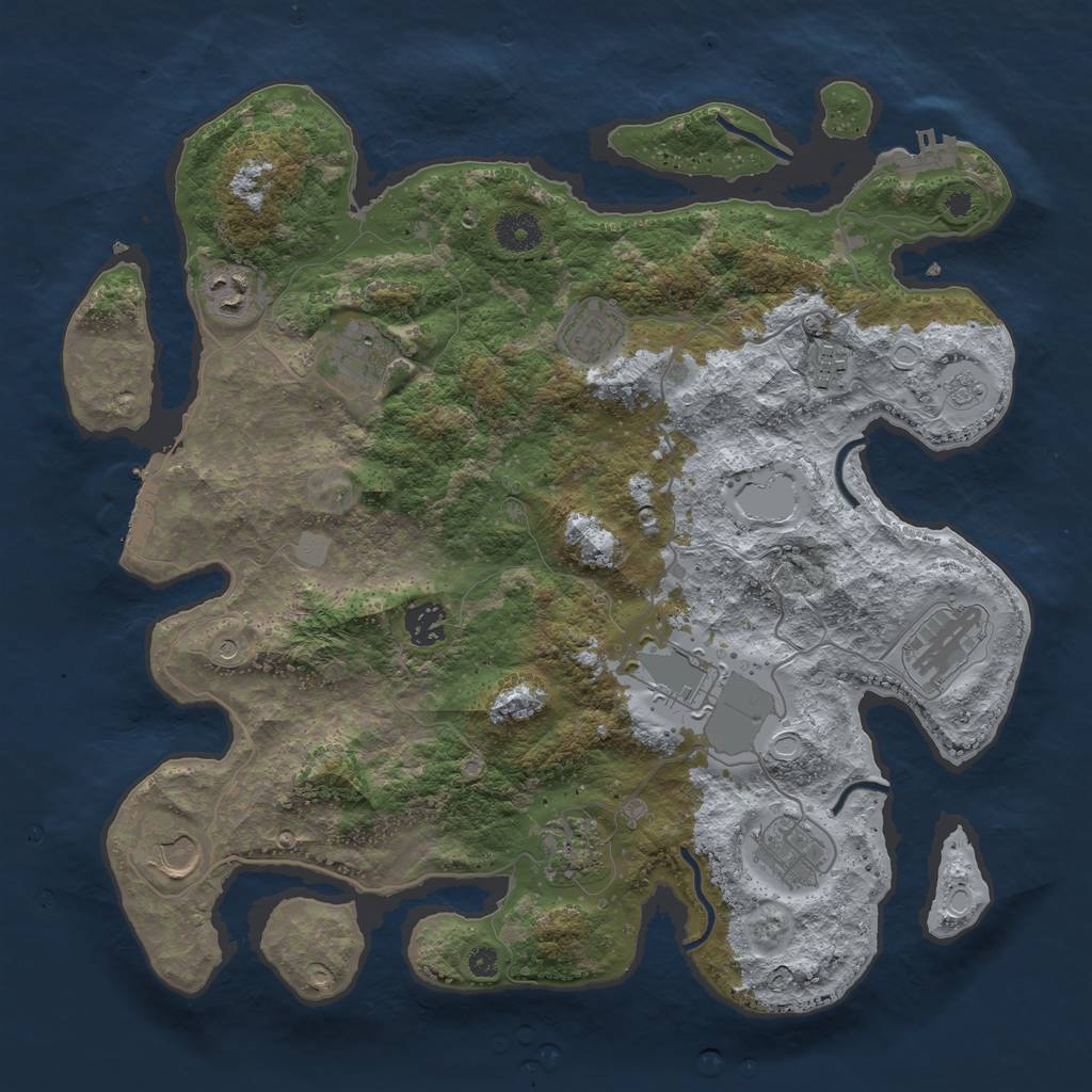 Rust Map: Procedural Map, Size: 3750, Seed: 3574672, 19 Monuments