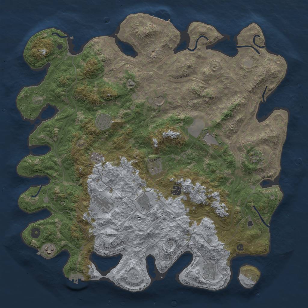 Rust Map: Procedural Map, Size: 4500, Seed: 1371614258, 20 Monuments