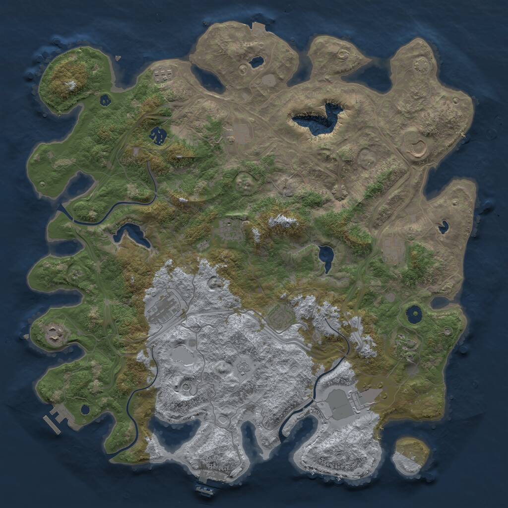 Rust Map: Procedural Map, Size: 4500, Seed: 1371614258, 17 Monuments