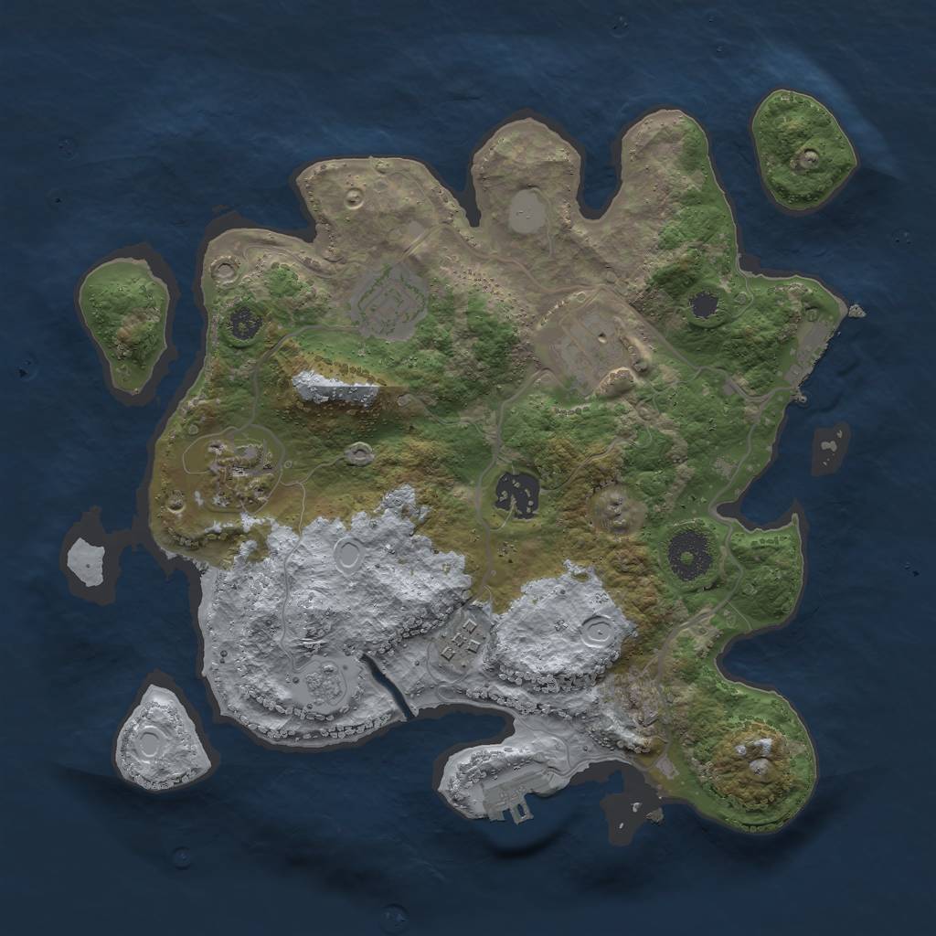 Rust Map: Procedural Map, Size: 3000, Seed: 599040235, 13 Monuments