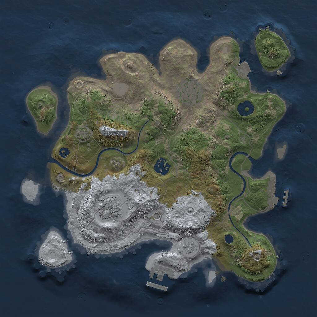 Rust Map: Procedural Map, Size: 3000, Seed: 599040235, 9 Monuments