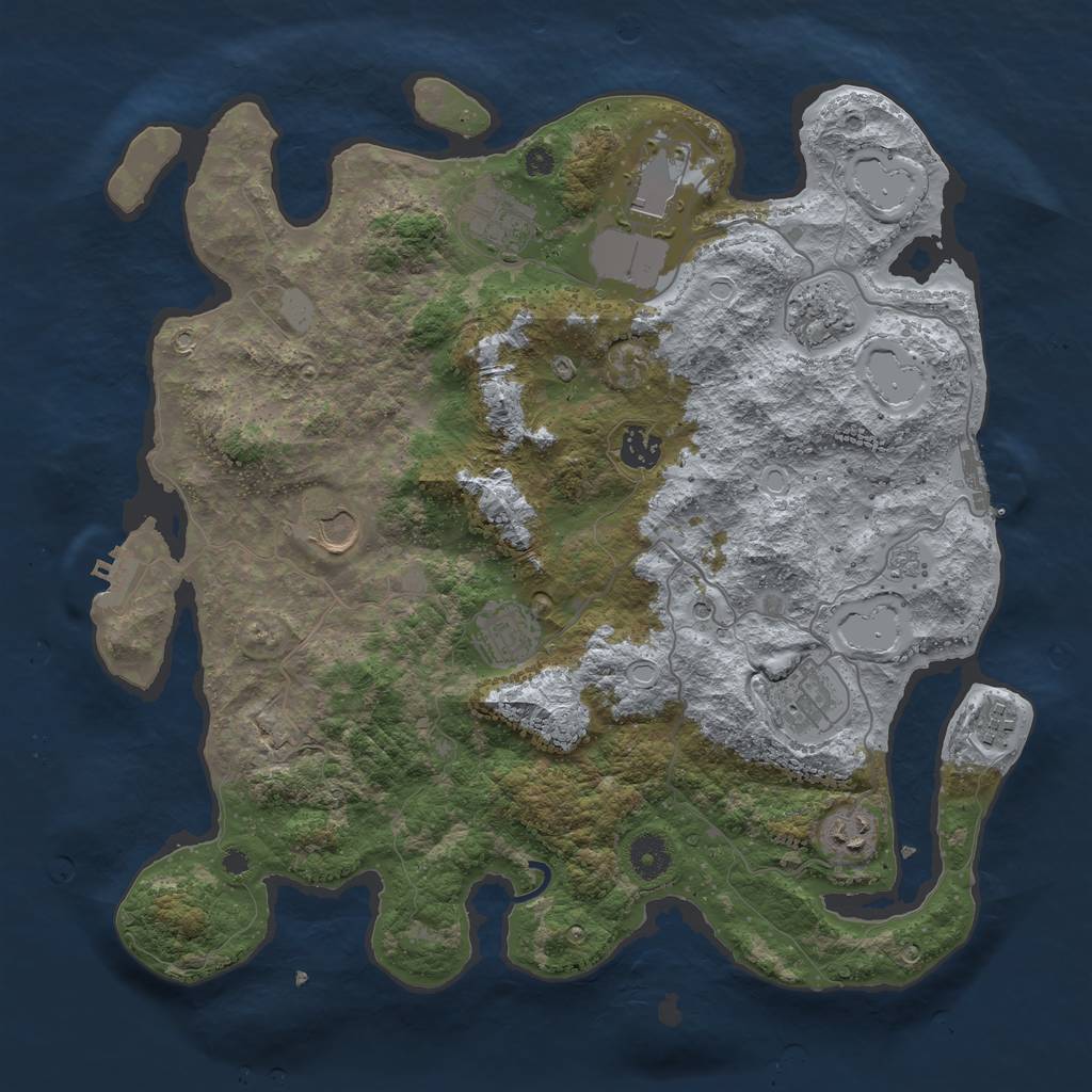 Rust Map: Procedural Map, Size: 3850, Seed: 18784745, 18 Monuments
