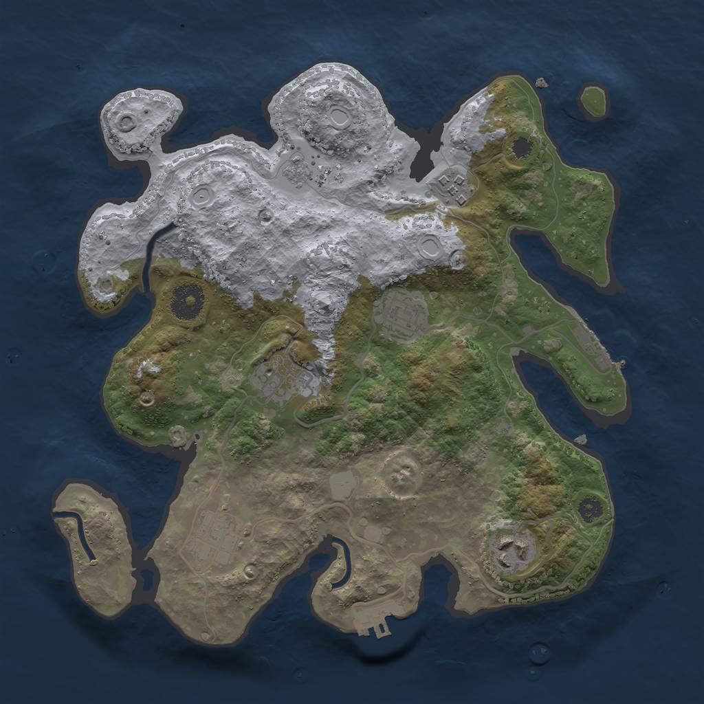 Rust Map: Procedural Map, Size: 3000, Seed: 2036208140, 13 Monuments