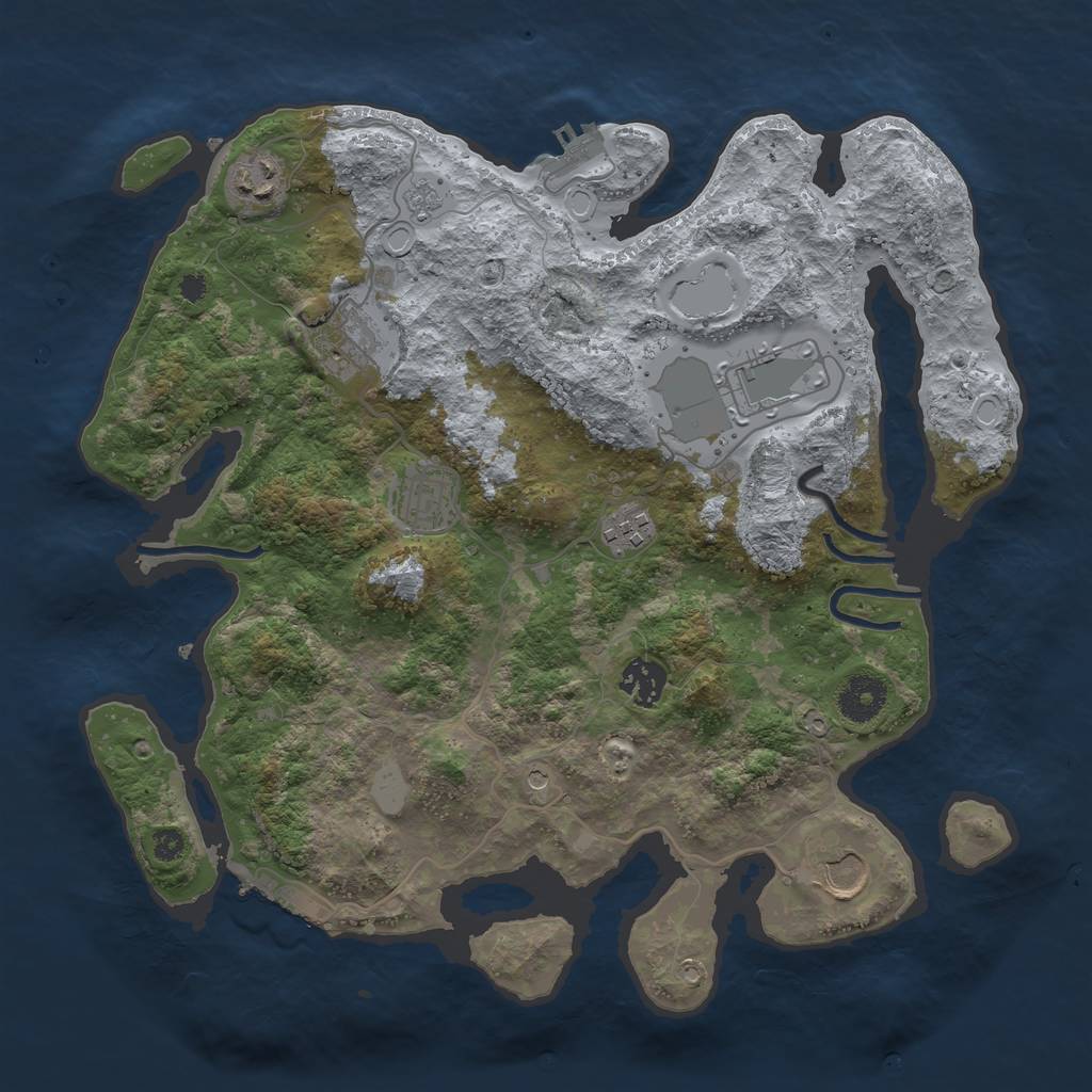 Rust Map: Procedural Map, Size: 3500, Seed: 1009461440, 16 Monuments