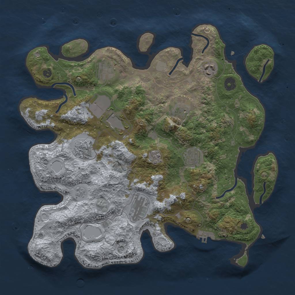 Rust Map: Procedural Map, Size: 3500, Seed: 823153140, 16 Monuments