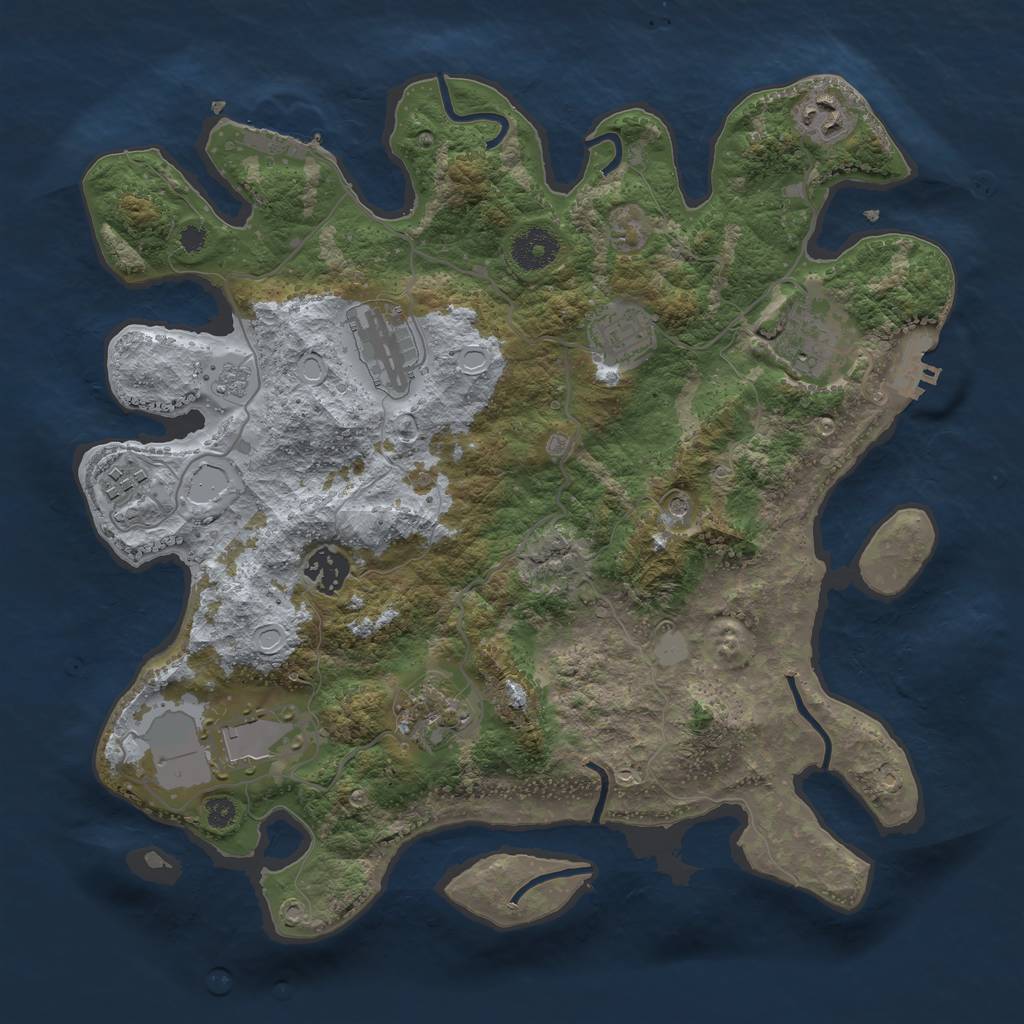 Rust Map: Procedural Map, Size: 3500, Seed: 52611053, 17 Monuments