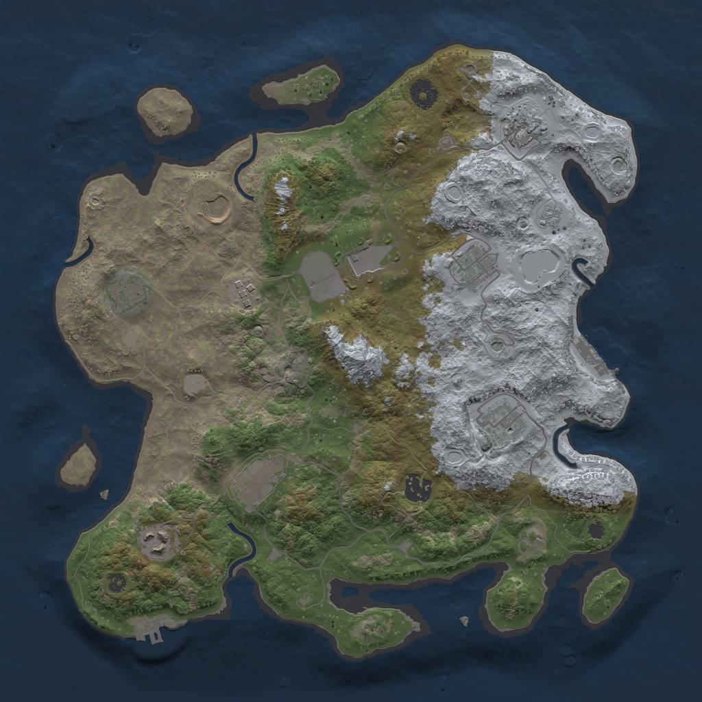 Rust Map: Procedural Map, Size: 3700, Seed: 4246476, 19 Monuments