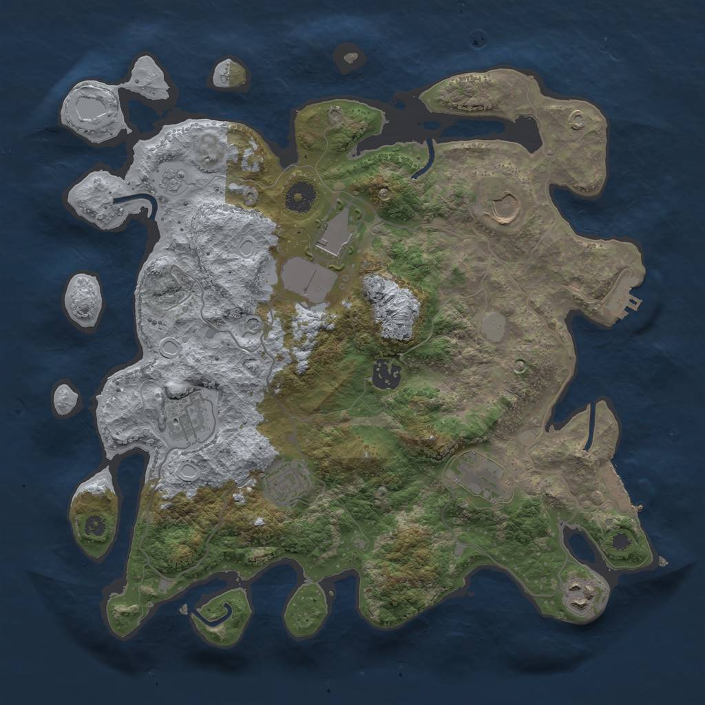Rust Map: Procedural Map, Size: 3500, Seed: 60246863, 16 Monuments