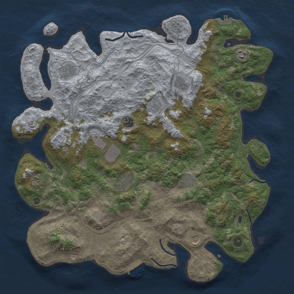 Rust Map: Procedural Map, Size: 4500, Seed: 1723108368, 20 Monuments