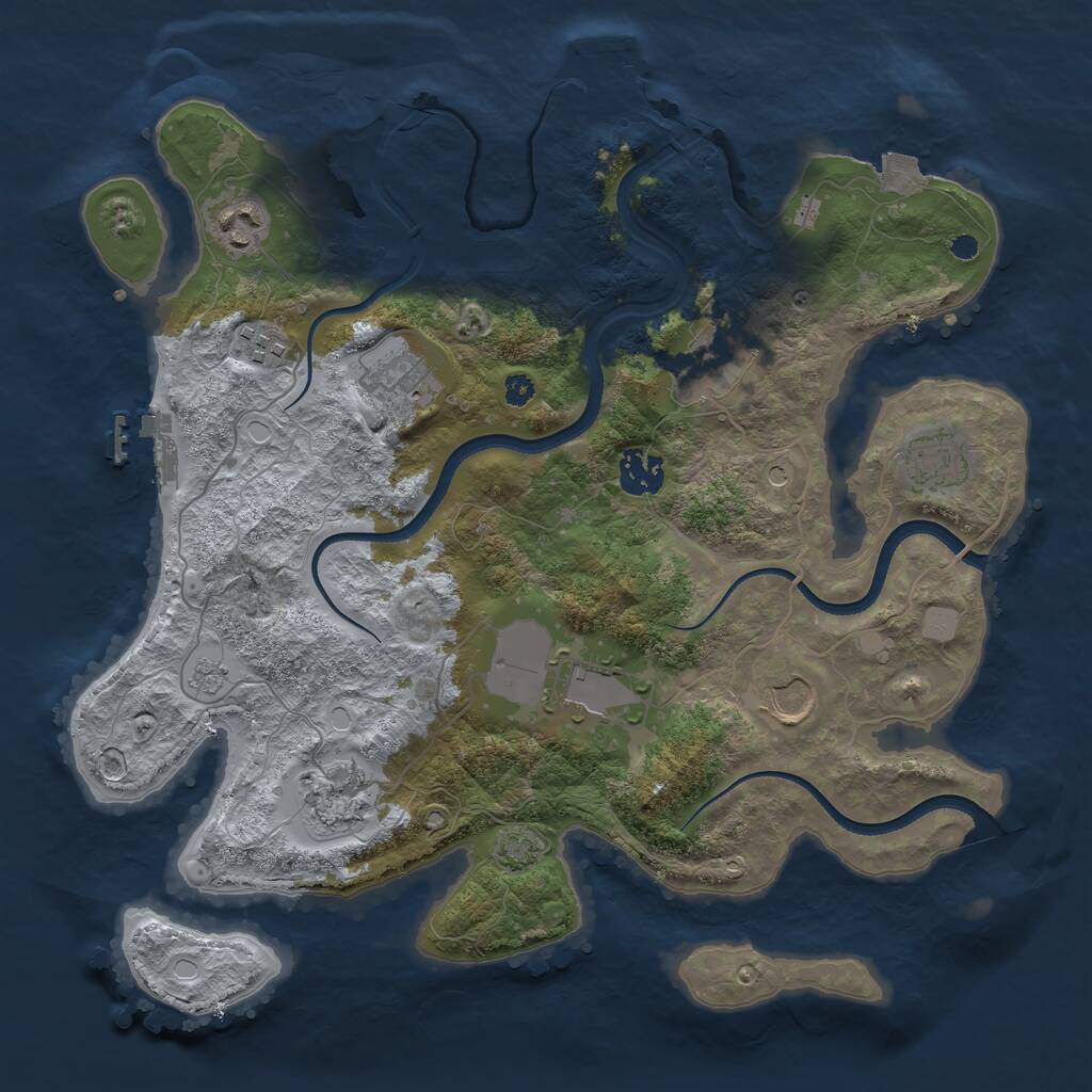 Rust Map: Procedural Map, Size: 3500, Seed: 20149, 15 Monuments