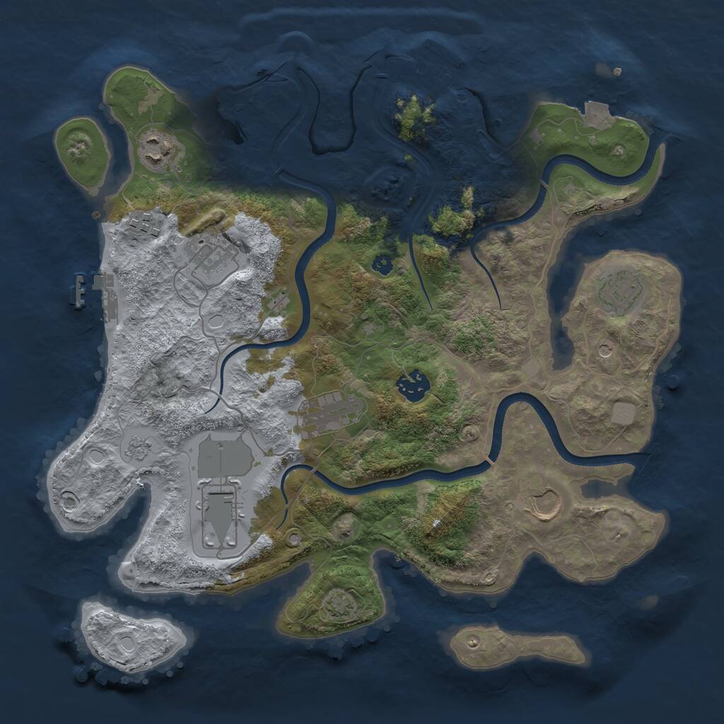 Rust Map: Procedural Map, Size: 3500, Seed: 20149, 14 Monuments