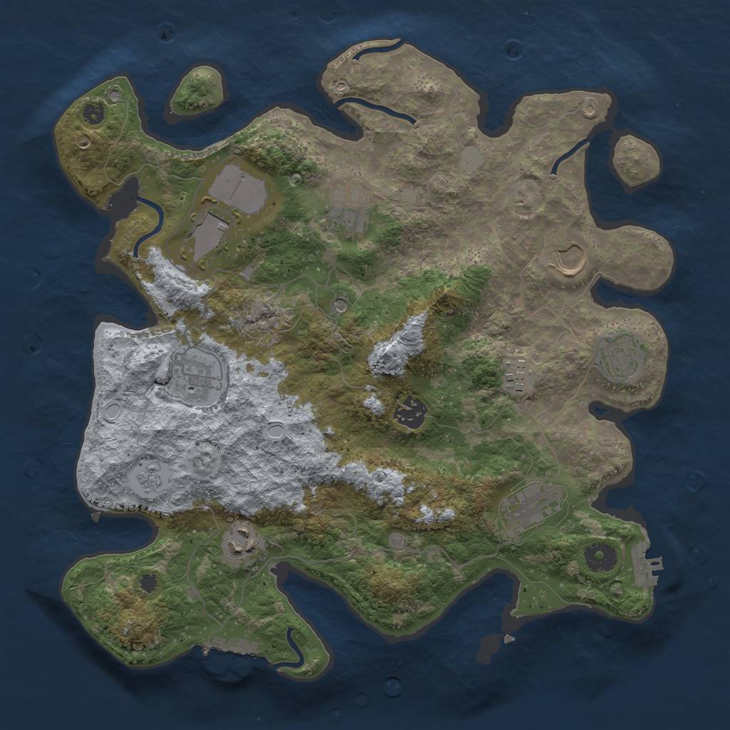 Rust Map: Procedural Map, Size: 3500, Seed: 31777311, 18 Monuments