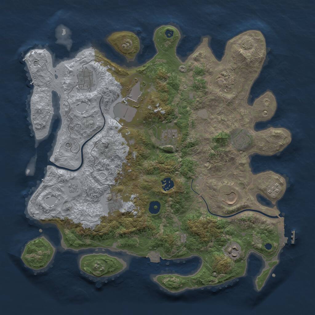 Rust Map: Procedural Map, Size: 3750, Seed: 2142306329, 15 Monuments