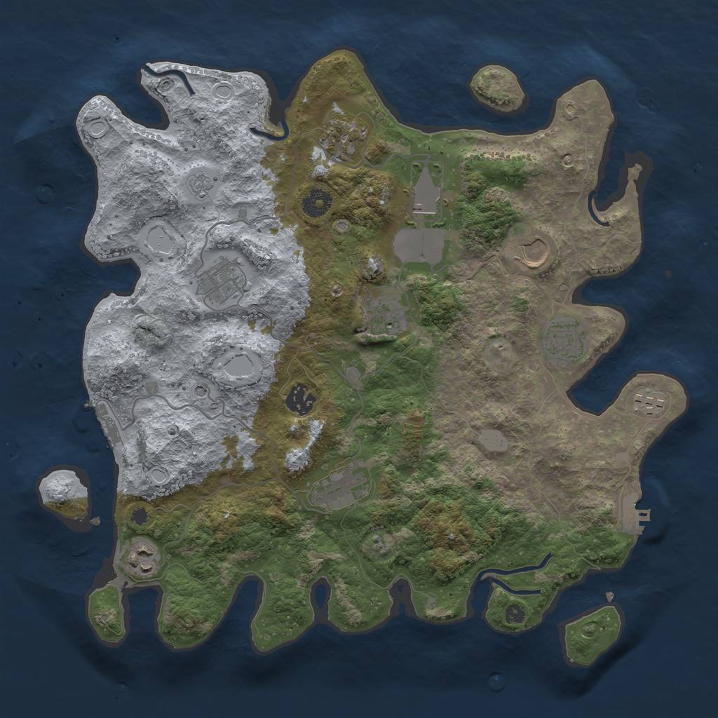 Rust Map: Procedural Map, Size: 3700, Seed: 845320468, 19 Monuments