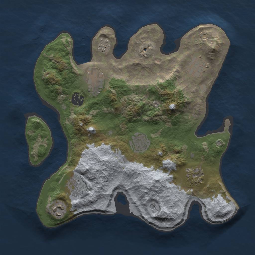Rust Map: Barren, Size: 3000, Seed: 2313, 11 Monuments