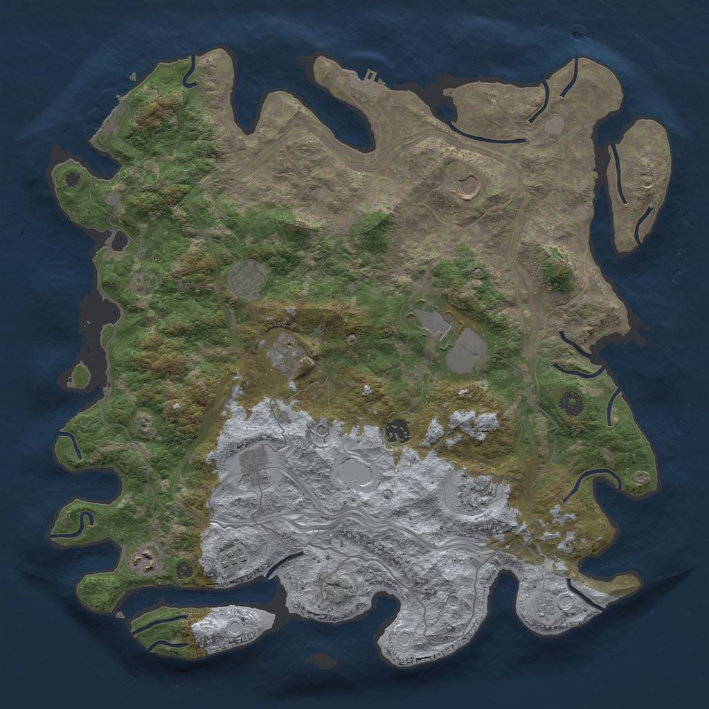 Rust Map: Procedural Map, Size: 4300, Seed: 991823456, 18 Monuments