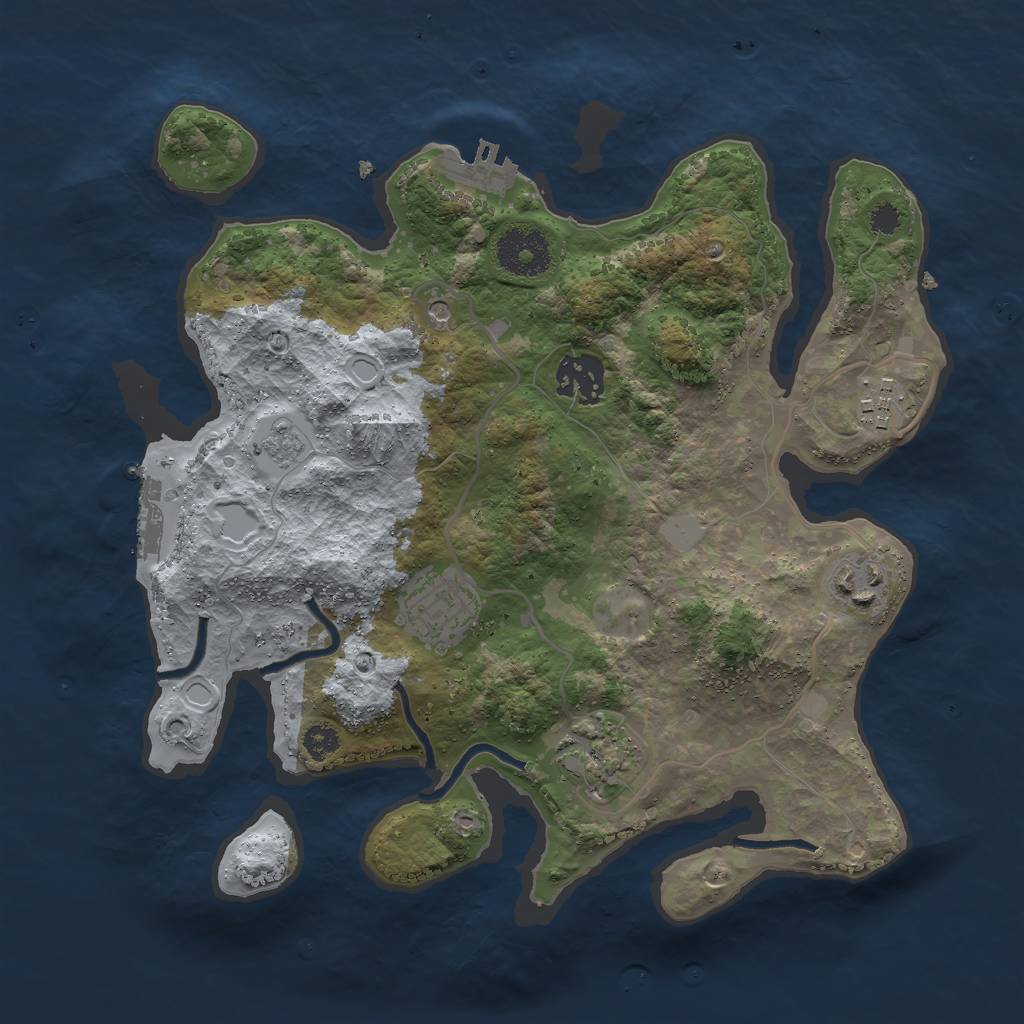 Rust Map: Procedural Map, Size: 3000, Seed: 1616605872, 14 Monuments
