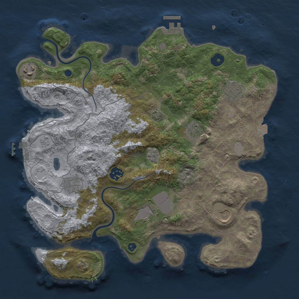 Rust Map: Procedural Map, Size: 3500, Seed: 123466, 14 Monuments