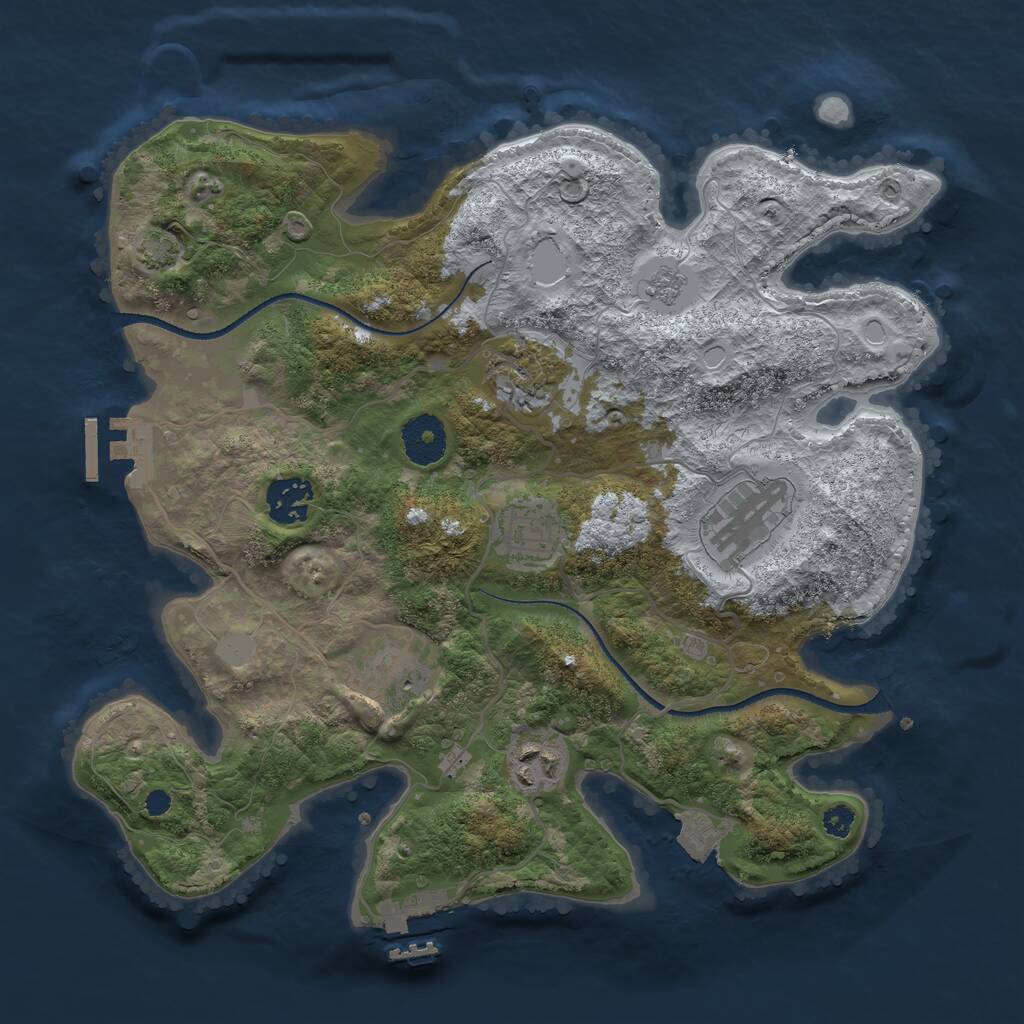 Rust Map: Procedural Map, Size: 3250, Seed: 1246507210, 11 Monuments