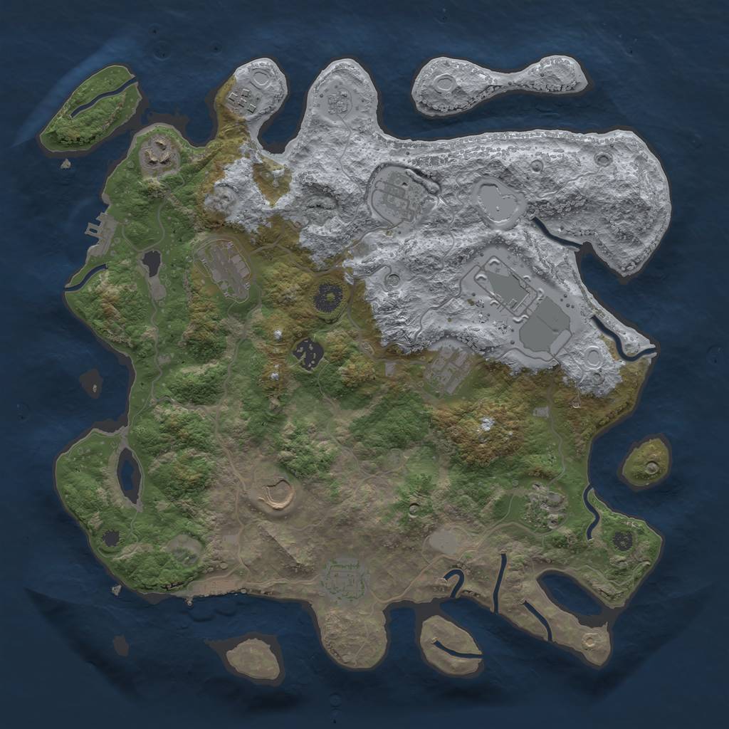 Rust Map: Procedural Map, Size: 3700, Seed: 432298770, 19 Monuments