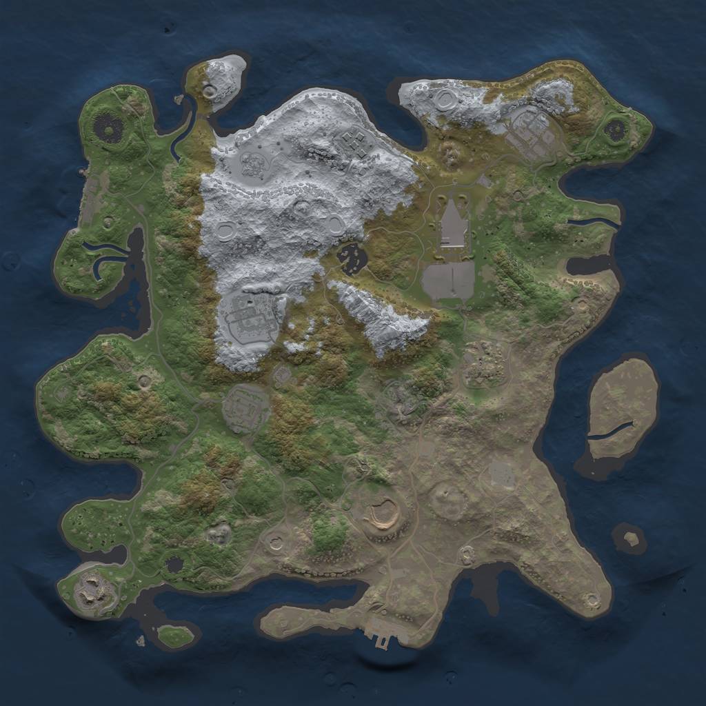 Rust Map: Procedural Map, Size: 3500, Seed: 70129286, 18 Monuments