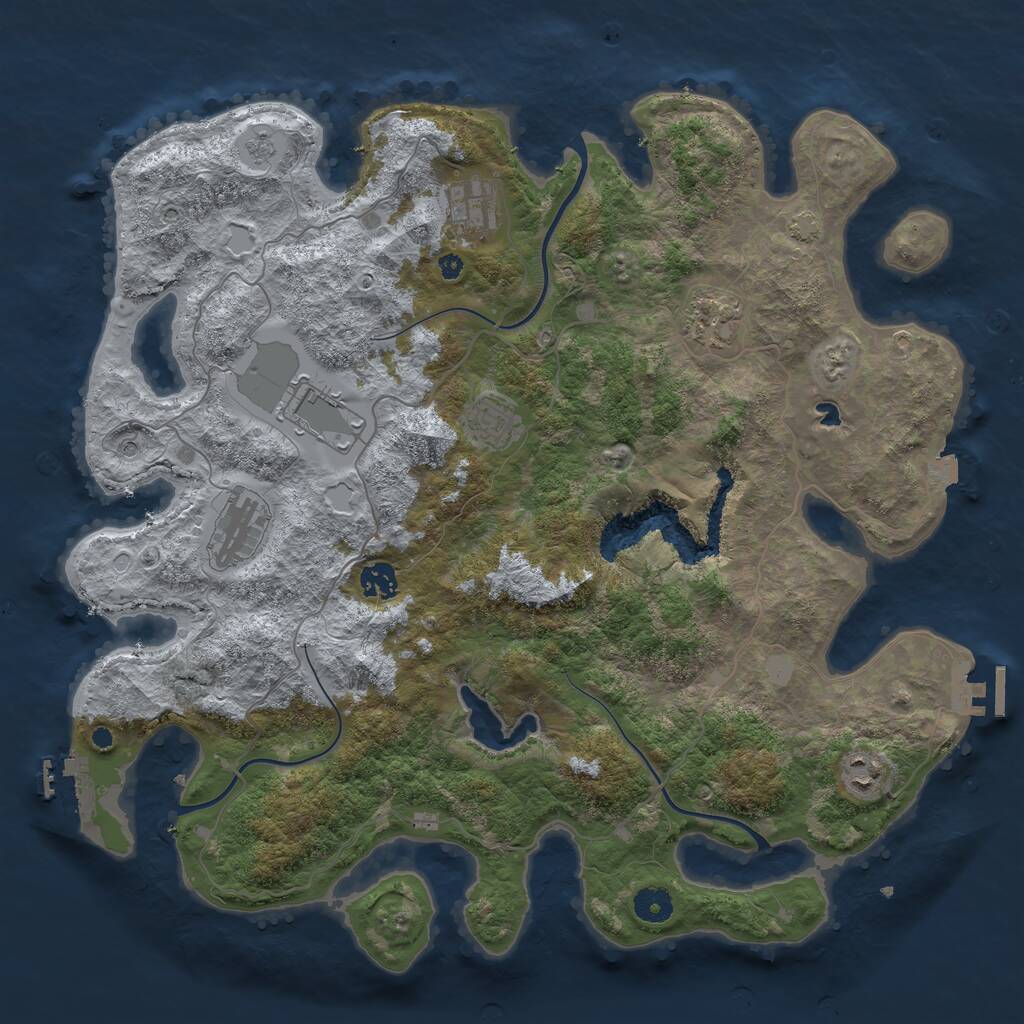 Rust Map: Procedural Map, Size: 4096, Seed: 1687409899, 13 Monuments