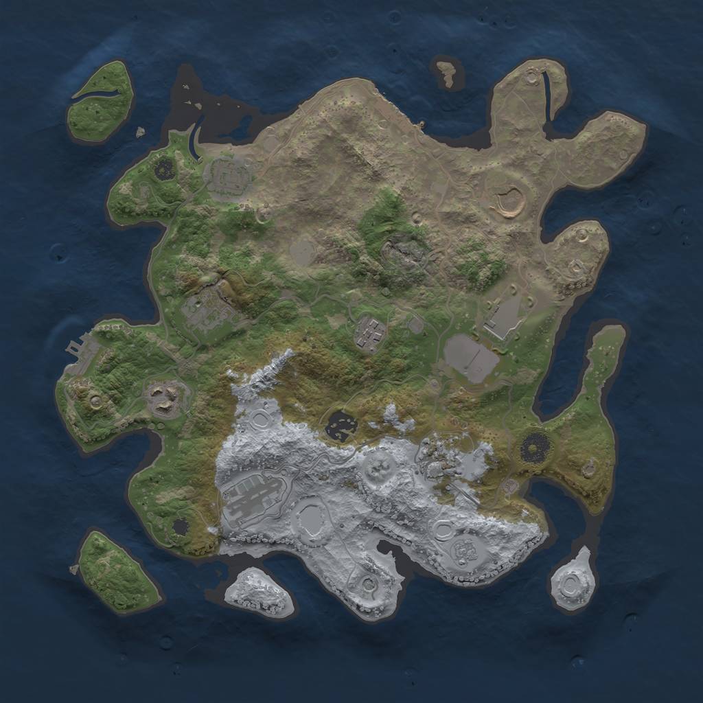 Rust Map: Procedural Map, Size: 3500, Seed: 31989803, 18 Monuments