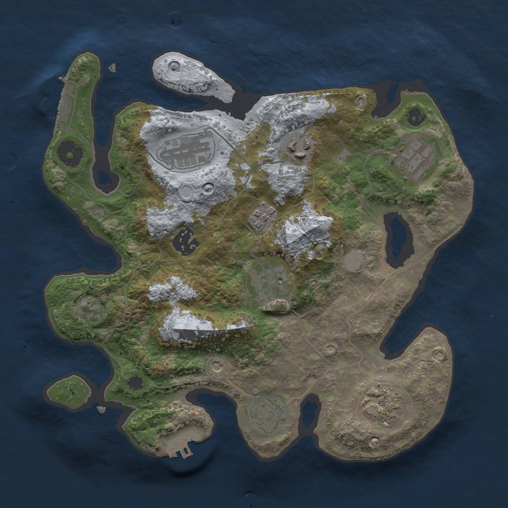Rust Map: Procedural Map, Size: 3000, Seed: 1154260329, 16 Monuments